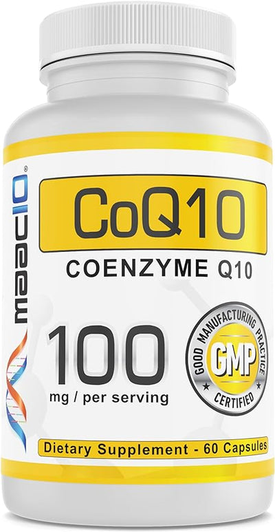 MAAC10 100mg CoQ10 (60 Capsules) | Antioxidant CoEnzyme Q10 for Energy Levels - Non-GMO, Gluten Free, Vegetarian (60 Day Supply)