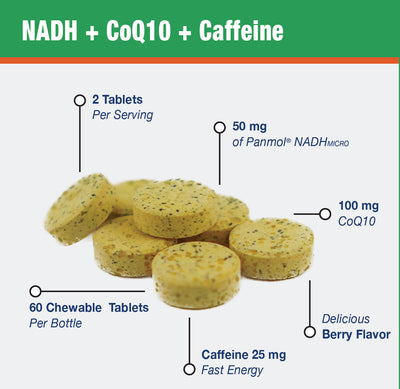 MAAC10 Caffeine Energy - Fast Acting Chewable Tablet with NADH