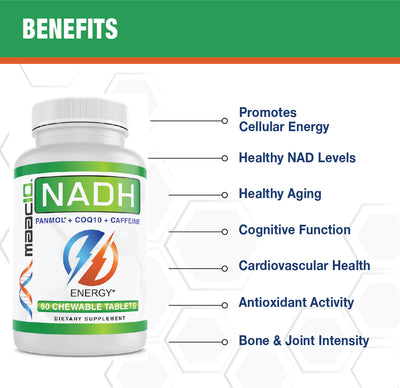 MAAC10 Caffeine Energy - Fast Acting Chewable Tablet with NADH