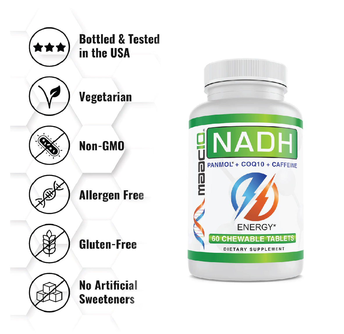MAAC10 Caffeine Energy - Fast Acting Chewable Tablet with NADH