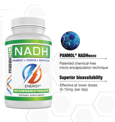 MAAC10 Caffeine Energy - Fast Acting Chewable Tablet with NADH