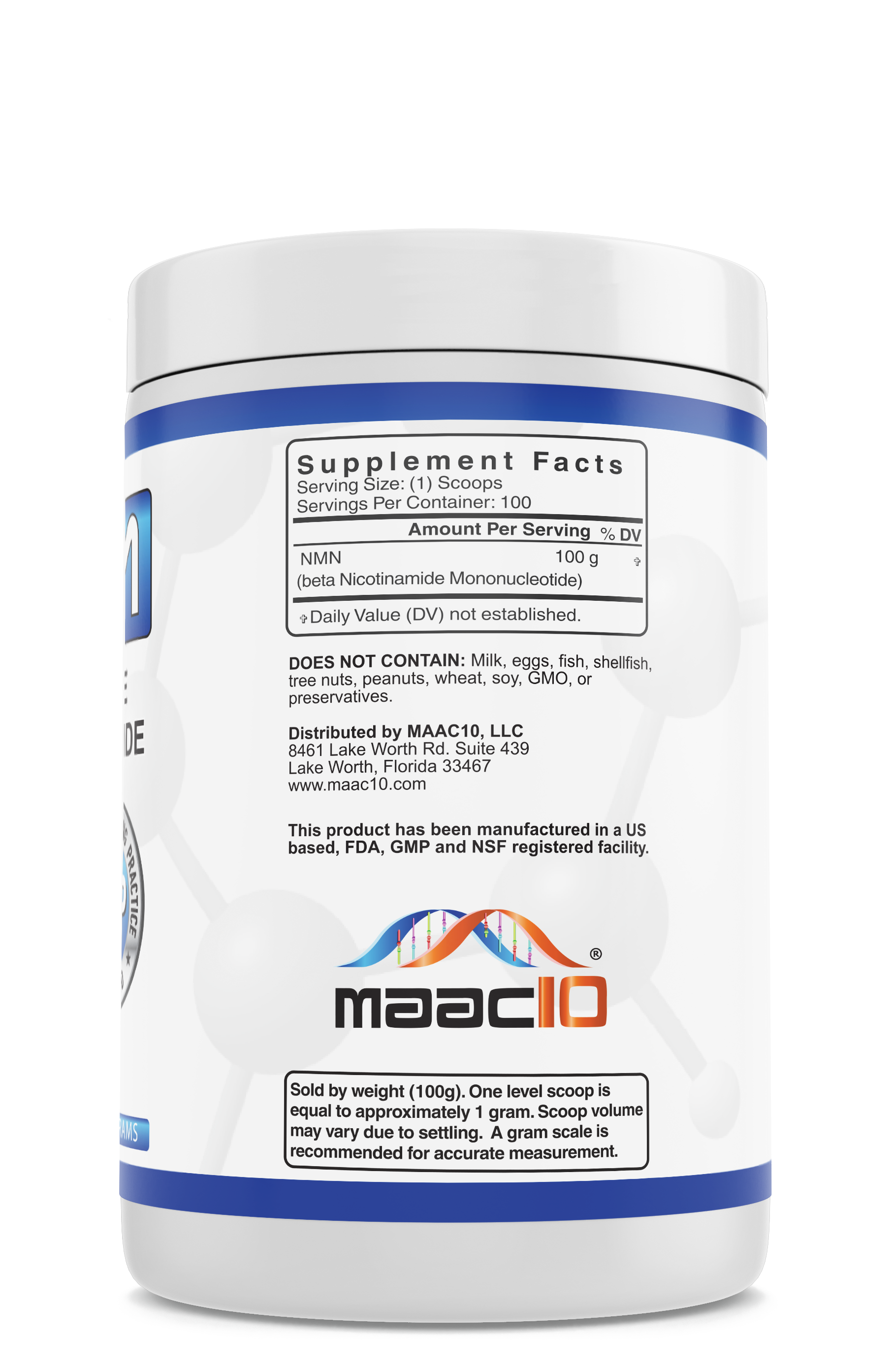 MAAC10 NMN - Pure NMN Powder 100 Grams