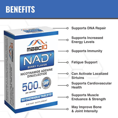 NAD+ 500mg Great Tasting Easy Chews Berry Flavored