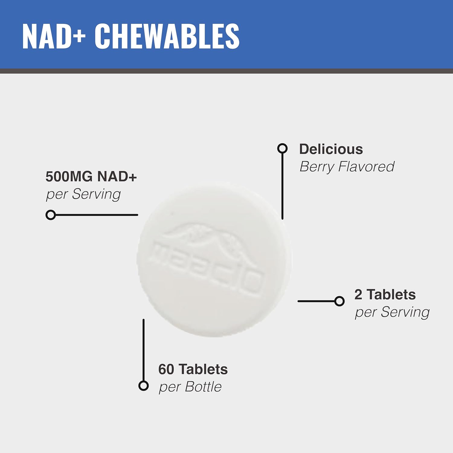 NAD+ 500mg Great Tasting Easy Chews Berry Flavored