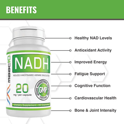 MAAC10 NADH 20mg Capsules 60 Count.