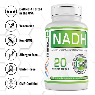 MAAC10 NADH 20mg Capsules 60 Count.