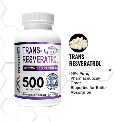 MAAC10 Trans Resveratrol 500mg Supplement (3-Pack)